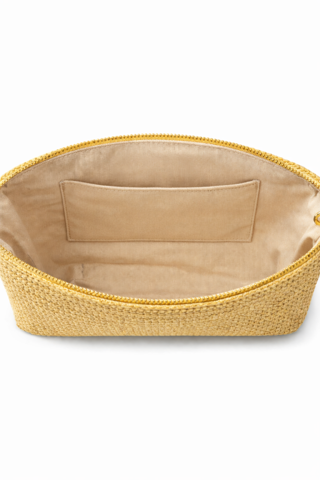 Nazar Gözlü Örgü Clutch - Pullu Bej